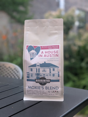 Our featured charitable coffee, this blend is meant to inspire the moxie in all of us. A sweet aroma with notes of roasted nuts, toffee and cocoa.